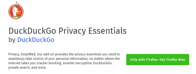 DuckDuckGo Privacy Essentials per Firefox DuckDuckGo Privacy Essentials per Firefox